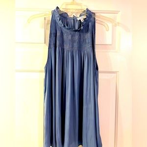Smocked halter top in smoky blue. Worn once. Size Large